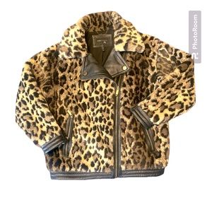 BCBG Womens's Max Azria Leopard Faux Fur  Jacket MEDUIM